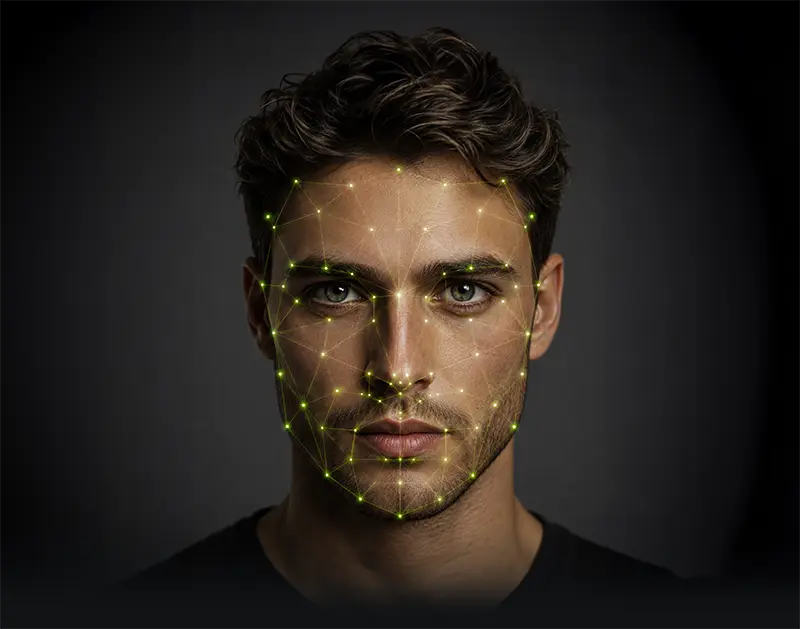 Männliches Gesicht mit Facemap Linien